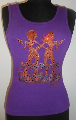 JOOMI JOOLZ Vintage T Shirt Rhinestones Cookie Brown's Secret Services Purple SM