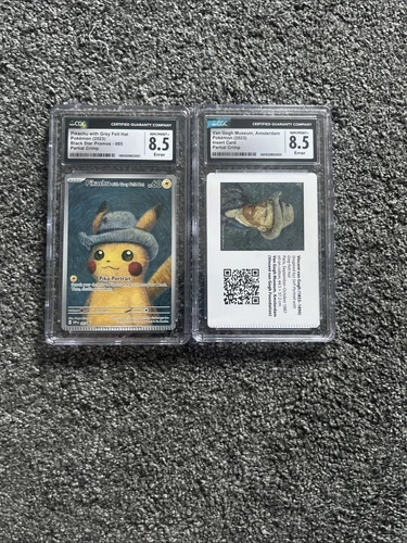 2023 Pikachu #85 Grey Felt Hat Van Gogh Promo Crimp Error Cgc 8.5 With Insert