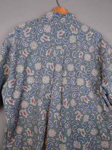 BD Baggies All Over Paisley Floral Button Down Shirt Size Large Ramie Cotton - 第 9/10 張圖片