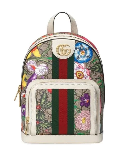 Petit sac à dos blanc authentique GUCCI GG Supreme Monogramme Flora Web Ophidia Day