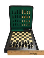 7 3/4 Ebonized Wood Magnetic Travel Chess Set...