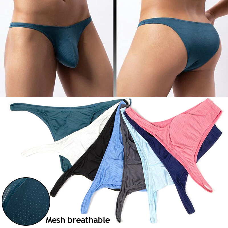 Sexy Mens Nylon Briefs Cool Ice Silk Low-rise Underwear Bikini Pouch Panties