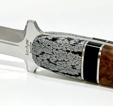 Vtg 1980's Kershaw 1006 Amphibian Boot Knife Custom Obsidian & Maple Burl Handle