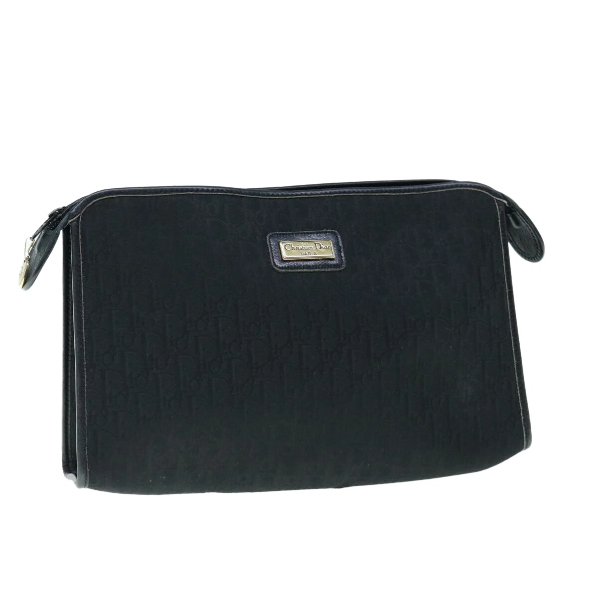 Sac pochette toile Christian Dior trotteur noir authentique 63884