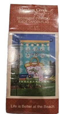 New Decorative Garden Flag, LIFE At The BEACH, 12.5 x 18 Inches Meadow Creek