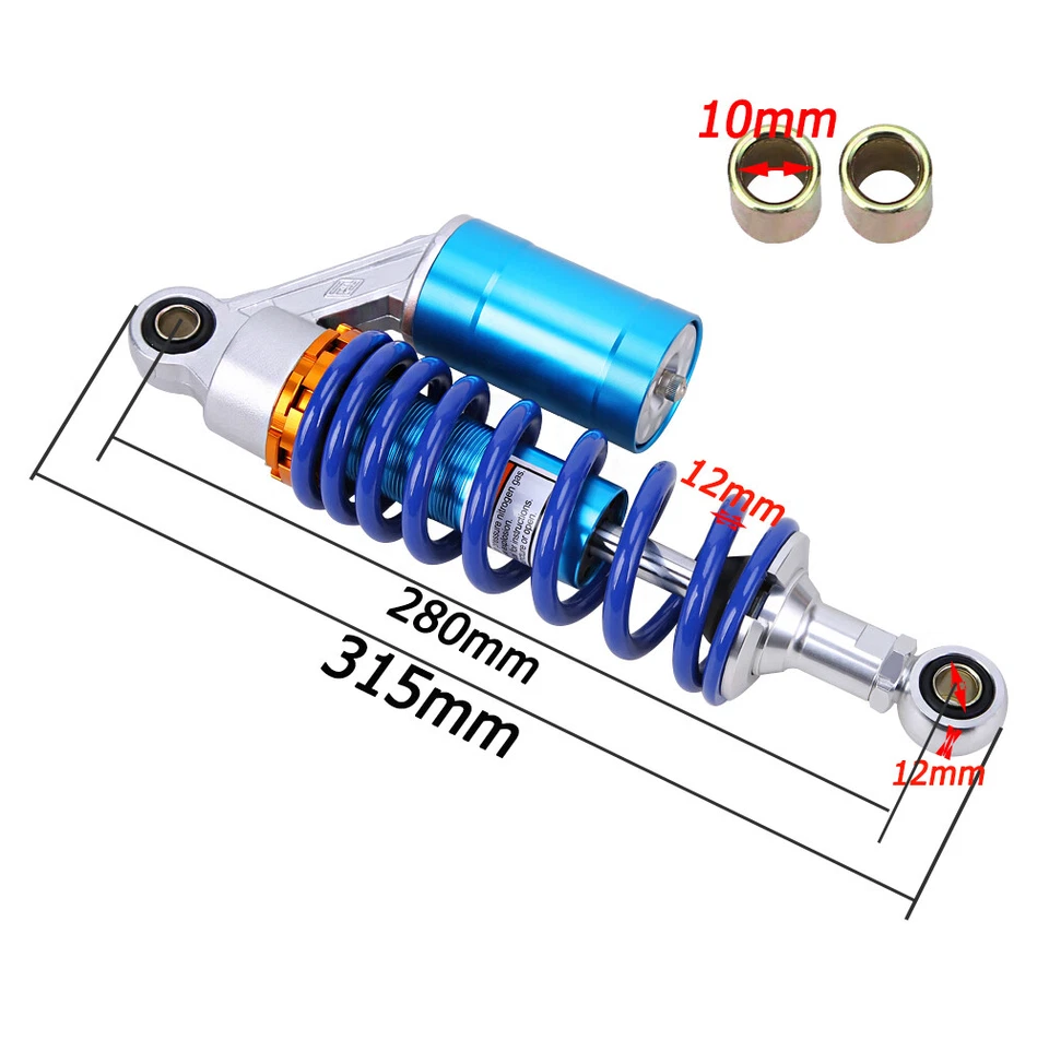 11" 280mm Motorcycle Rear Shock Absorbers Air Suspension For Honda Suzuki Yamaha - Изображение 4 из 4