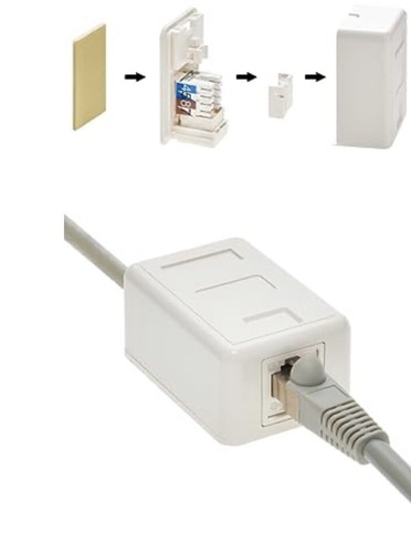 1 Port Cat.6 Keystone Jack Surface Mount Box with RJ45 Keystone Jack White 50Pk - Picture 5 of 6
