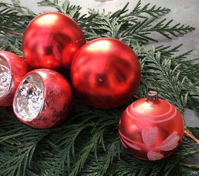 6 x antiker Christbaumschmuck  davon 3 x Reflex Weihnachtskugeln 140