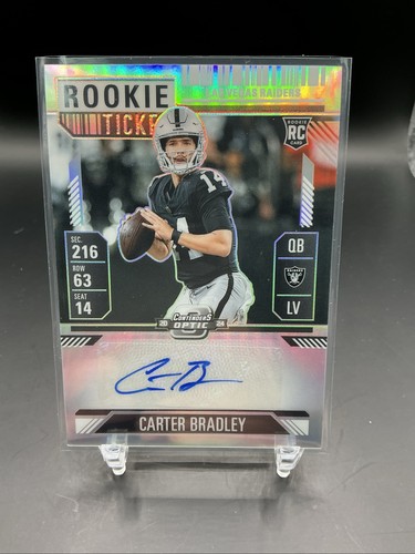 Carter Bradley 2024 Panini Contenders Optic RC Ticket AUTO Holo Prizm Raiders