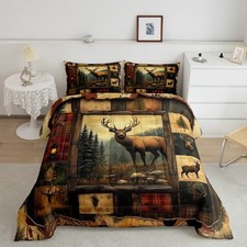 Deer Comforter Set Twin Size Wild Animal Comforter for Boys Girls Teens Rusti...