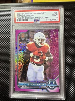 2021-22 Bowman University - Bijan Robinson #95 Chrome Prospects Fuchsia. 143/150