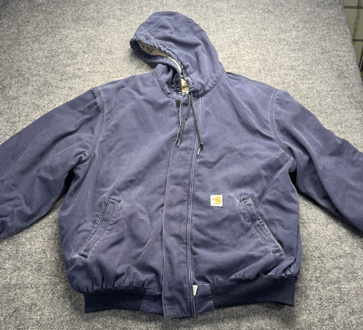 VETEMENTS Giacca Carhartt FR XL ignifuga trapuntata foderata USA blu navy con cappuccio FRJ237