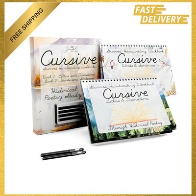 Grooved Cursive Handwriting Workbook for Kids Adults Reusable Disappearing Ink