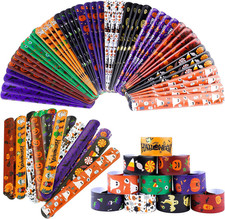 72 Pieces Halloween Favors Slap Bracelets Toys, 12 Styles Halloween Wristbands S