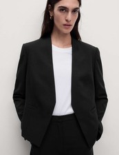 Marks & Spencer Womens Black Synthetic Casual Women Blazer - M&S