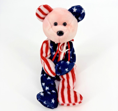 Ty Beanie Baby Glory Patriotic Bear USA Stars Stripes 1998 MWMT