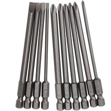 10Pcs 100mm Long Magnetic Screwdriver Bit Sets Phillips and Slotted Screwdriv...