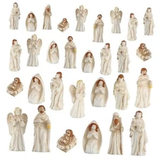 36 Piece Christmas Set Figurine Holy Family Shepherds Angels Complete Nativity