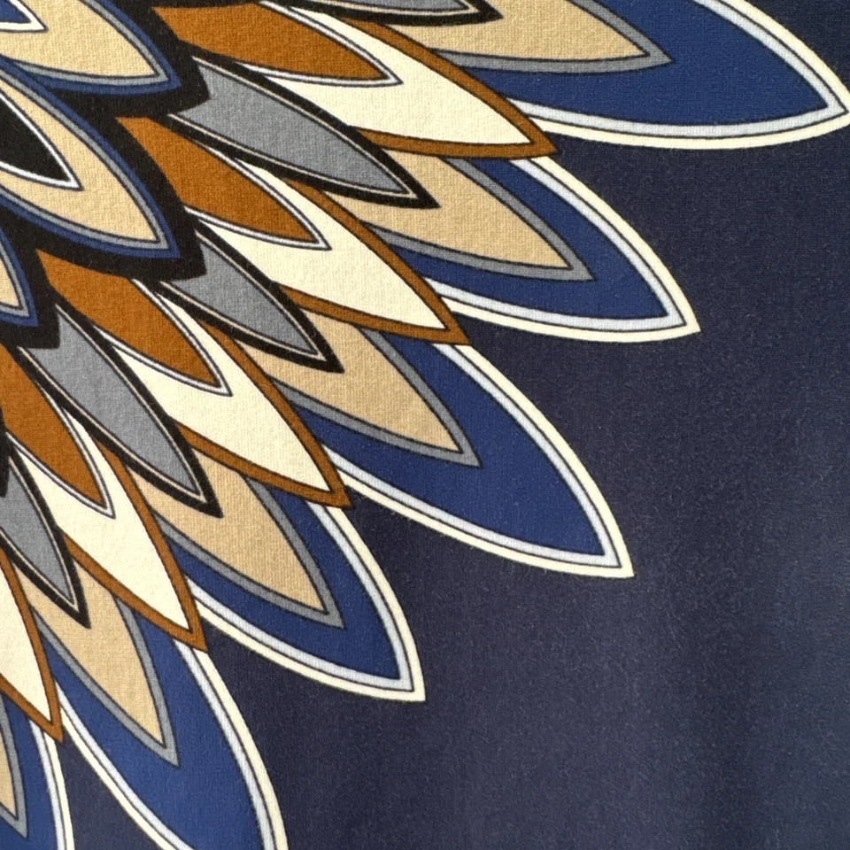 ¡BONITO! Vestido Tory Burch S/P Libby Deco-Fan Gráfico Royal Navy Eden Foto 2 de 4