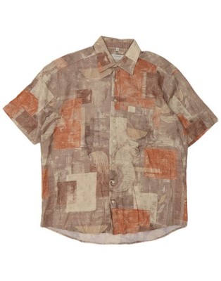 CANDA Mens Short Sleeve Shirt Size 42 16 1/2 Large Multicoloured Patchwork BP13