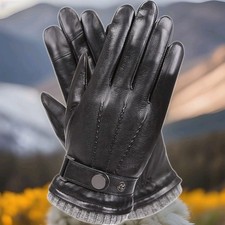 Winter Genuine Sheepskin Leather Gloves Touchscreen Cashmere Cold Weather NWT