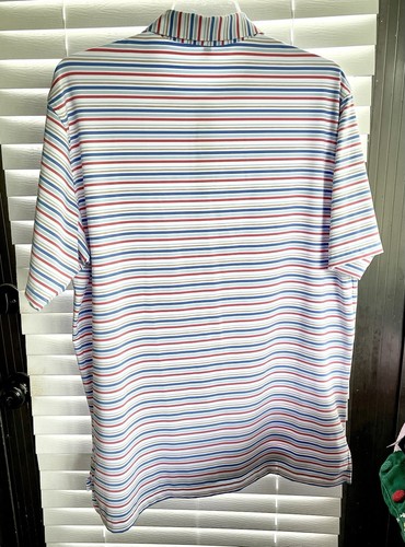 Peter Millar Red, Blue, Tan, & White Stripe - Crown Sport Polo -Shirt XL -Summer - Picture 2 of 10