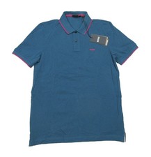 Boss Hugo Boss Men's Blue Teal Phillipson 165 Slim Fit Short Sleeve Polo Shirt L
