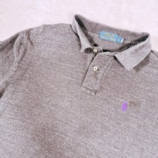 Polo Ralph Lauren Large Heather Black Purple Pony Short Sleeved Polo Shirt