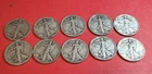 Lot of 10 Walking Liberty Half Dollars 50c – 90% Silver  Assorted – 1920s–1940s