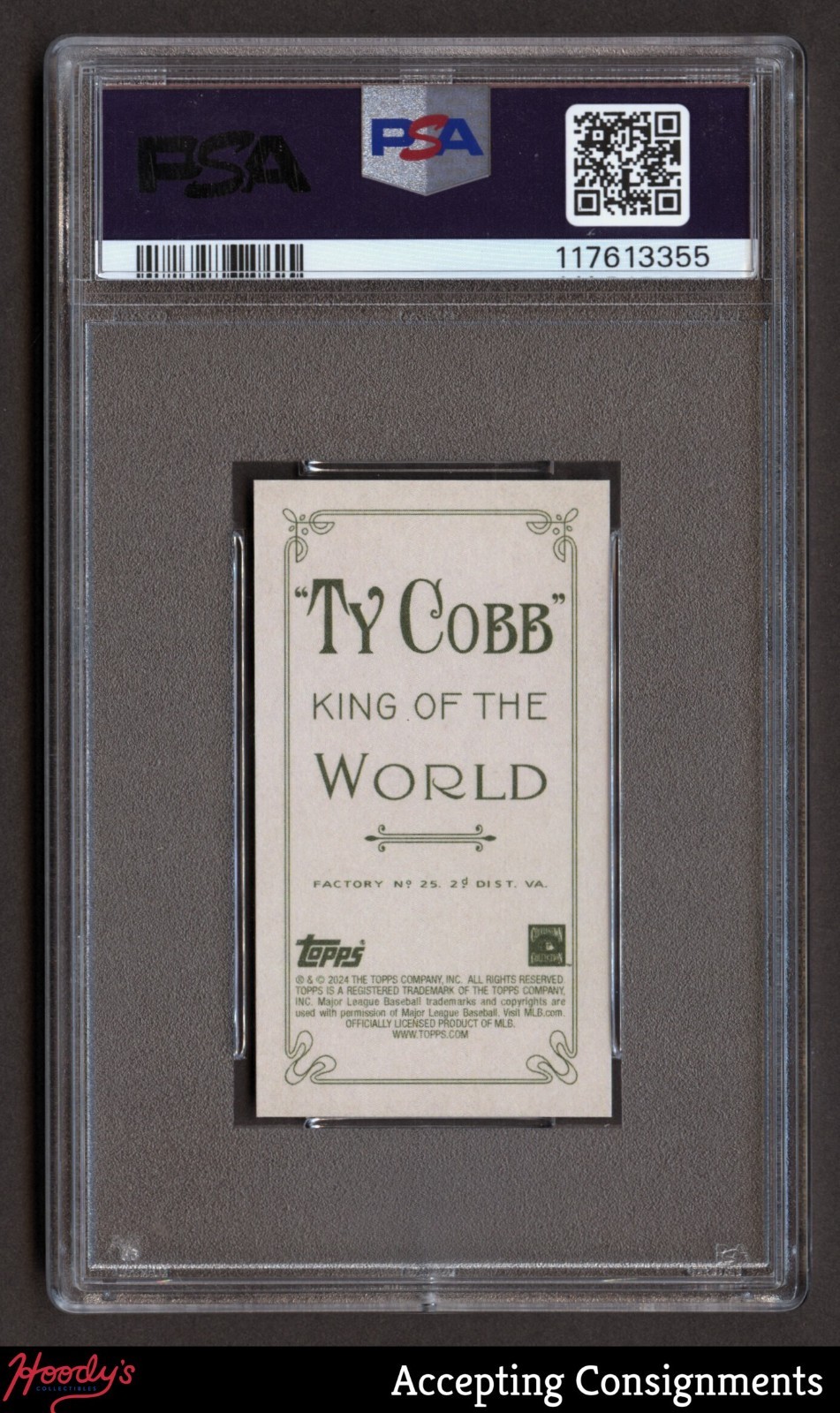 2024 Topps 206 Ty Cobb Back Rogers Hornsby 1/1 PSA 10 GEM MINT view 2