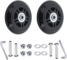 75 x 24mm Luggage Wheels Replacement, 2Pcs Rubber Suitcase 75 x 24mm, Black