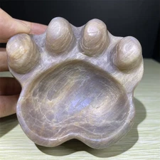 1.4LB 3.1" Cute Blue Moon Stone Cat Paws Ornament Crystal Quartz Carving Gift