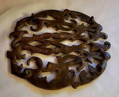 VTG Virginia Metalcrafters VCM Colonial Williamsburg Cypher Brass Trivet 1950