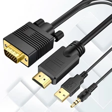 VGA (Sources) to HDMI(Display) Cable 15ft with Audio, VGA to HDMI Adapter Cab...