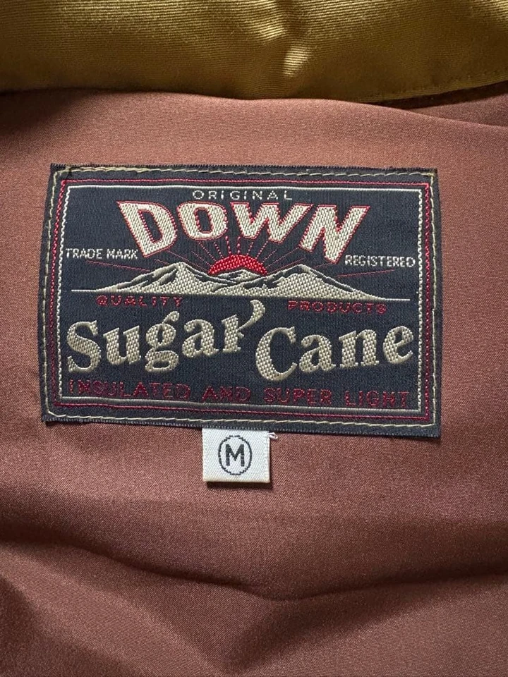 SUGARCANE Leather Yoke Down Vest Oak Brown M Size Japan Vintage F/S - Image 3 of 4