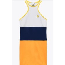Zara yellow white dress racerback Smiley collection  sleeveless dress size M