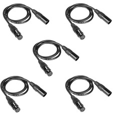 DMX Cable 5PCS 6.5Ft /2M Long XLR DMX512 Cable 3Pin True Male to Female for DMX-