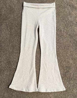 Edikted Fold Over Flare Leggings. Light grey Size Small low rise