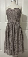 EVA MENDES Special Occasion Dress Taupe Brown Floral Lace Strapless Size 10