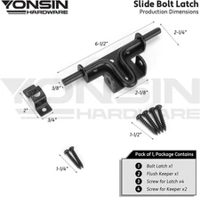 Slide Bolt Gate Latch Heavy Duty for Wooden Fence, Sliding Bolt Gate Latch Door