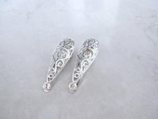 2 extra tiny small silver metal celtic swirly filigree hair clip for fine thin