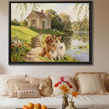 Oil Painting Dog Cocker Spaniel Canvas Print Rustic Dog Decor Cottage Wall Art