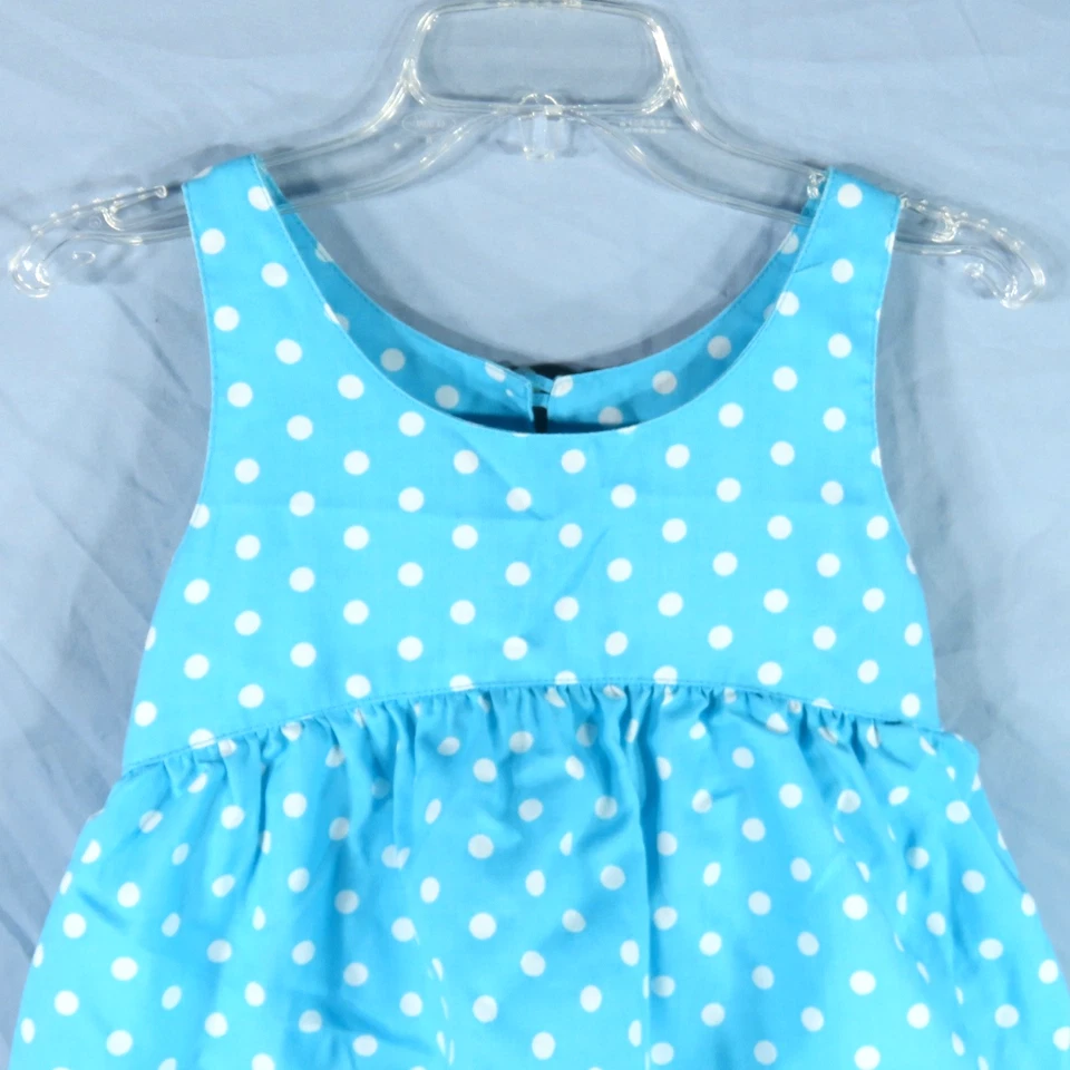 VTG Kelly's Kids TIERED RUFFLE DRESS Blue/White Polka-Dots TANK KIMBERLY sz 5-6 - Image 2 of 4