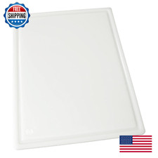 Winco 18"x24"x3/4" White Heavy-Duty Plastic Cutting Board w/ Juice Groove