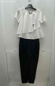 Ted Baker Womens White Black Short Sleeve One-Piece Jumpsuit Size 2