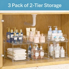 Cabinet Organizer Pull Out for Under Sink, Kitchen Bathroom Storage 2Tier-3 Pack