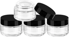 4 Pack 1oz Small Glass Jars with Lids Clear Round Glass Jars for Creams Lotions
