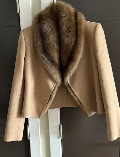 Cappotto giacca MICHAEL KORS Made In Italy cashmere pelliccia zibellino collo taglia small medium