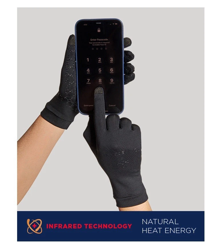 Tommie Copper Performance Finger Gloves Gray Compression Support Grip Small - Image 3 of 4