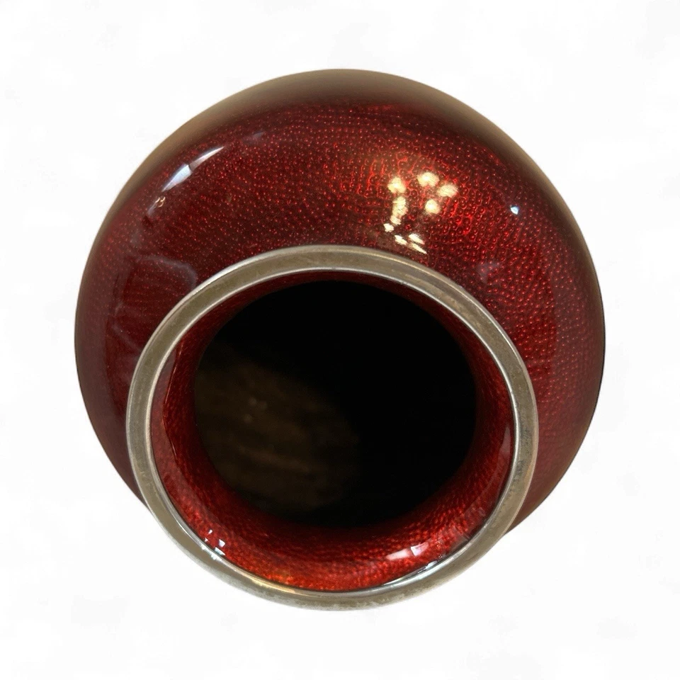 Jarrón antiguo japonés Ginbari grande 10 cloisonné esmalte sangre de paloma Foto 3 de 4